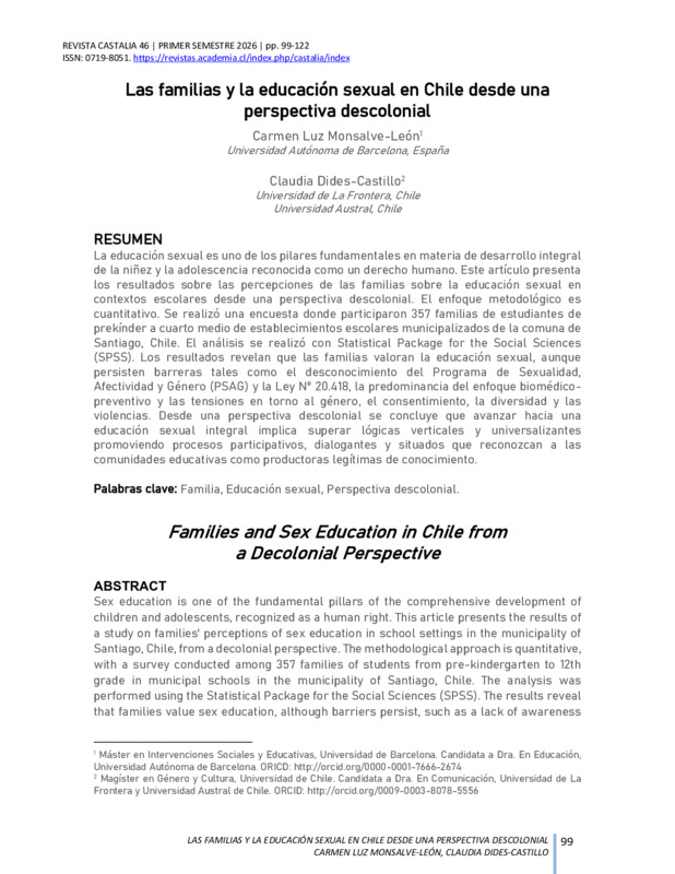 Las familias y la educación sexual en Chile desde una perspectiva descolonial