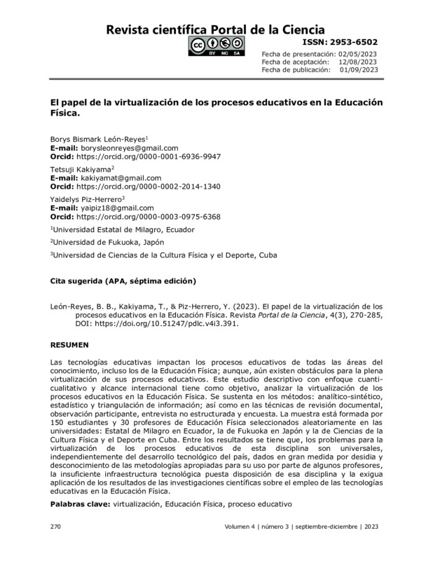 El papel de la virtualización de los procesos educativos en la Educación Física